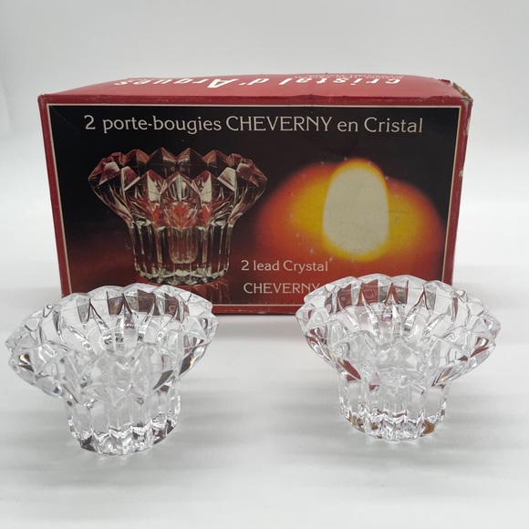 Cristal d’Arques Cheverny Crystal candlestick holders 24% lead made in France - Picture 1 of 8